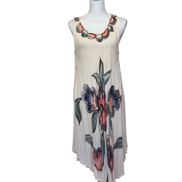 Bella Meda Dresses & Skirts - Cream‎ painted sundress, large, bohemian, resortwear, artsy, festival, vacation
